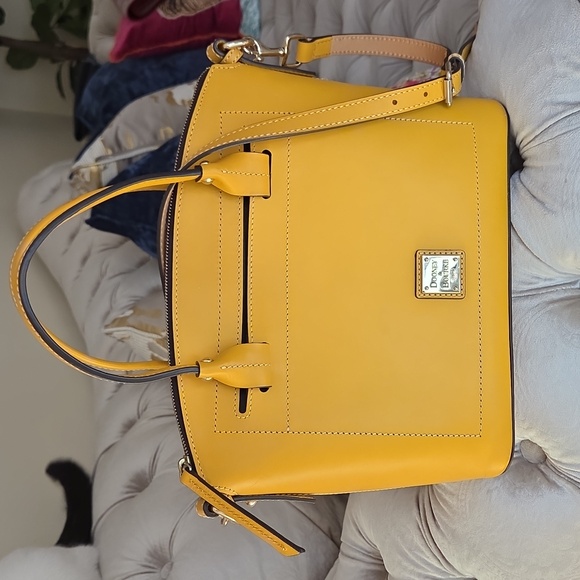 Dooney & Bourke Handbags - Dooney & Bourke Beacon Domed Satchel Bag In Mustard yellow smooth leather